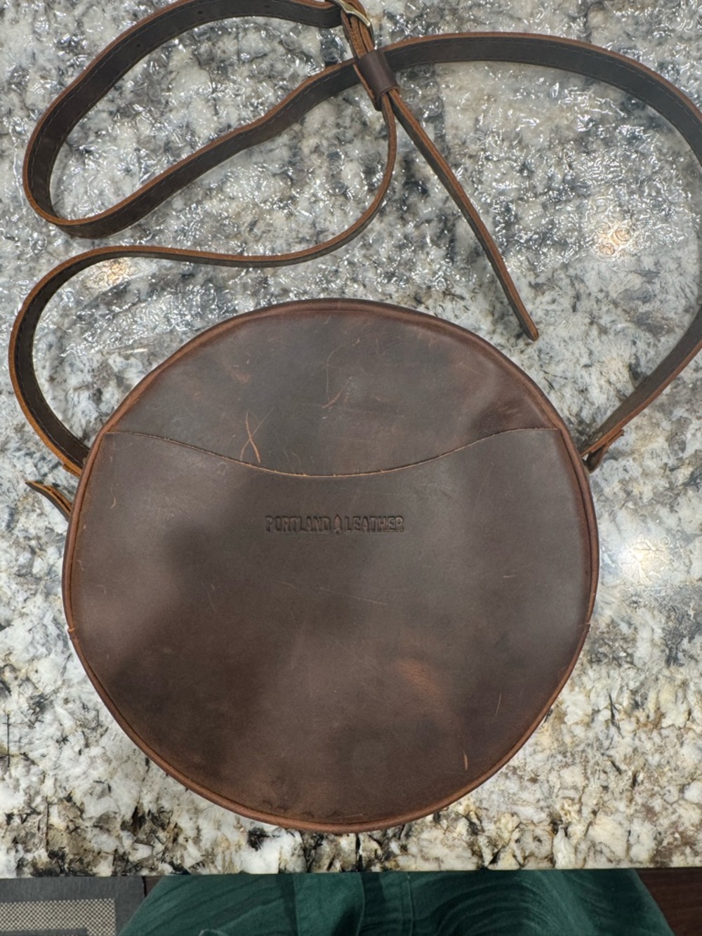 Portland Leather LargeLeather Round Crossbody Bag - Canyon